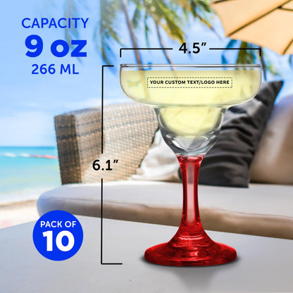 Optima Premium Margarita Glass Set - 10 x 9 oz. Personalized Barware