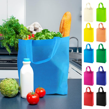 Optima Premium 60 Pack Reusable Non-Woven Tote Bags - 14x10x4 inches