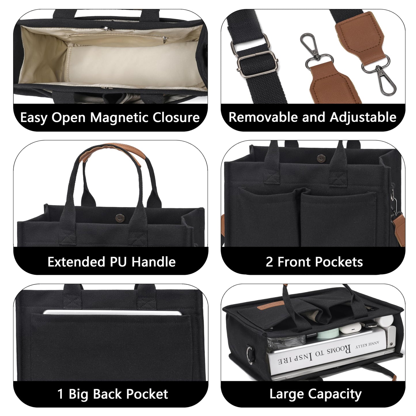 Optima Premium Canvas Tote Bag - Large, Stylish, Multi-Compartment