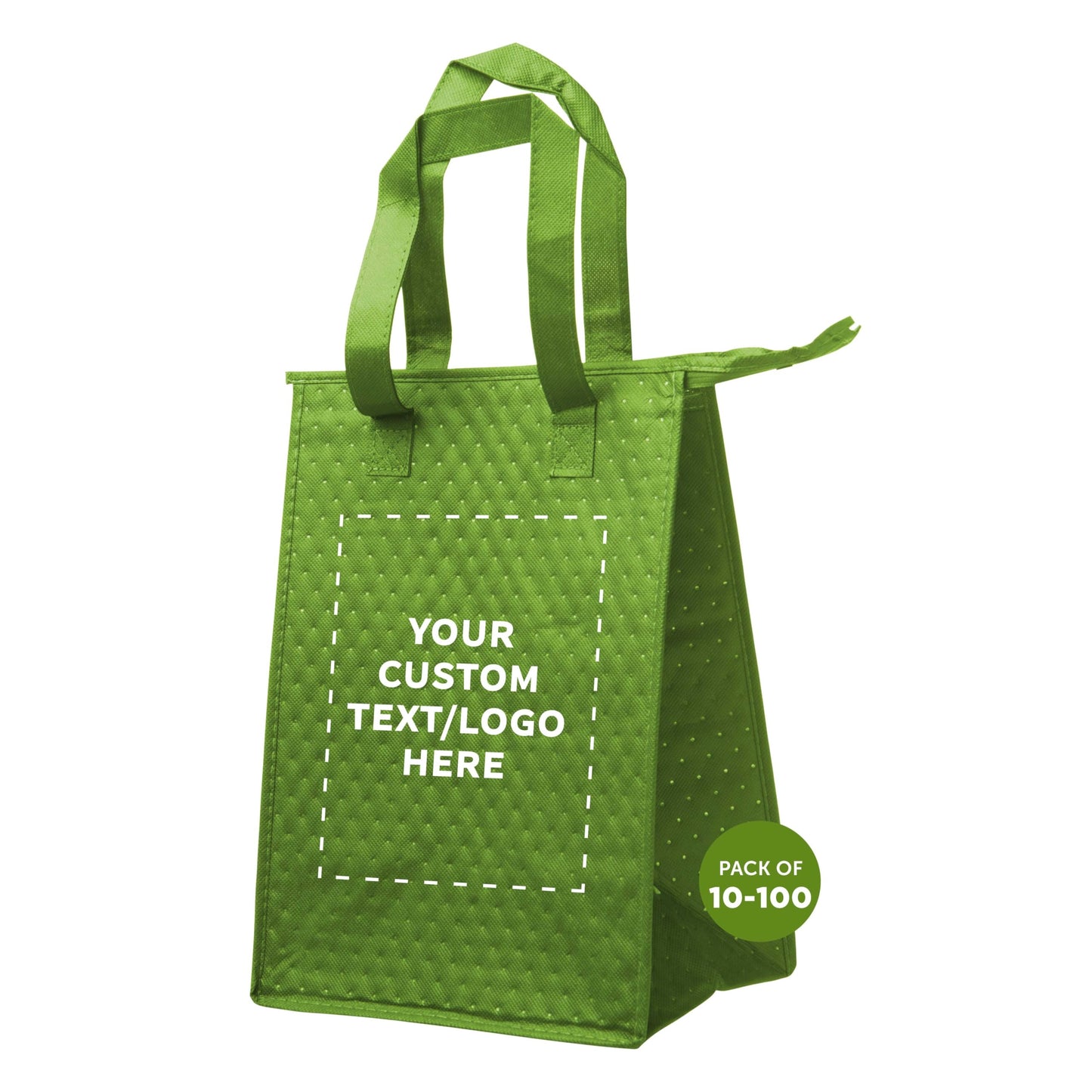 Optima Insulated Lunch Tote Bags - Set of 100, Lime Green