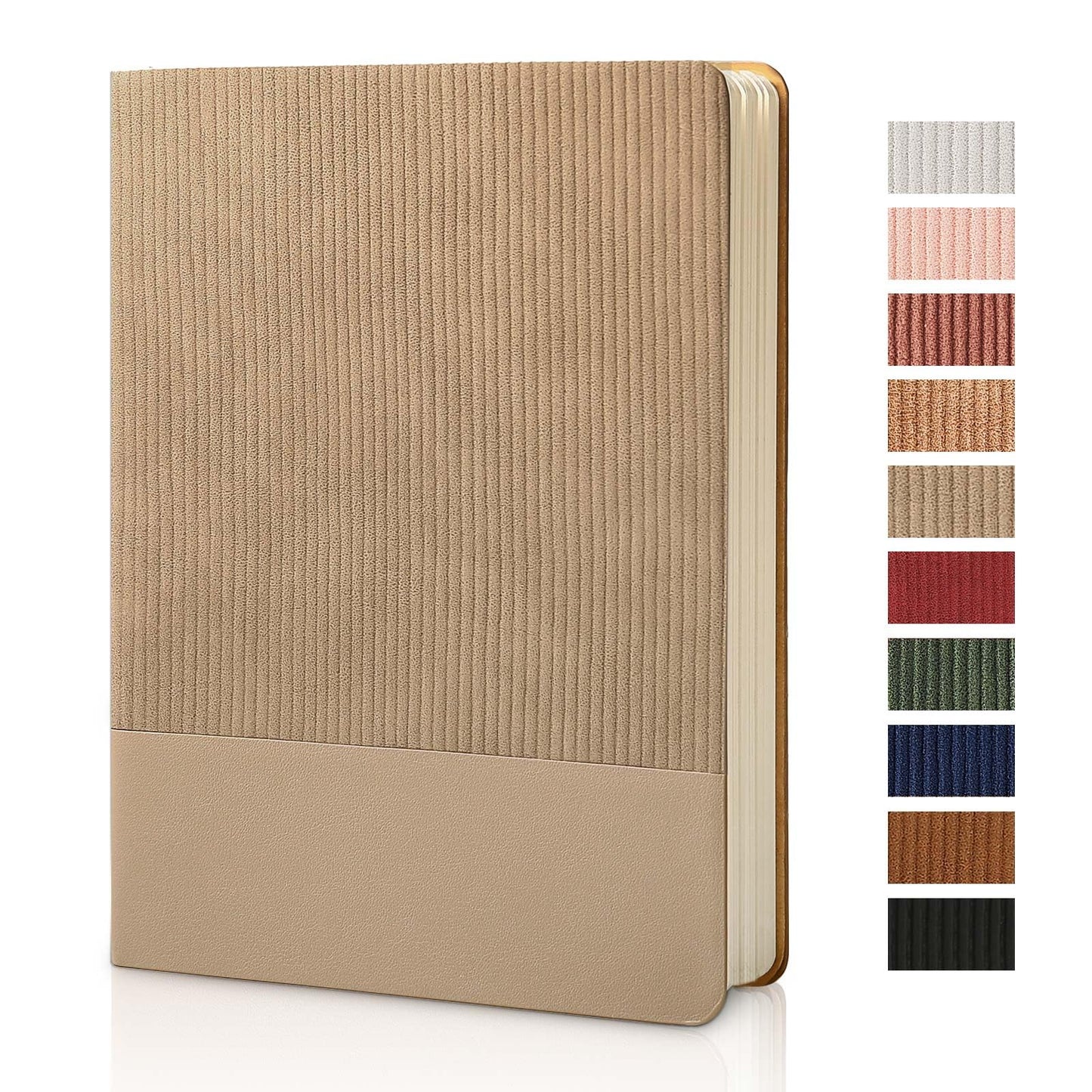 Optima Premium A5 Leather Journal Notebook - 80 Sheets, Khaki