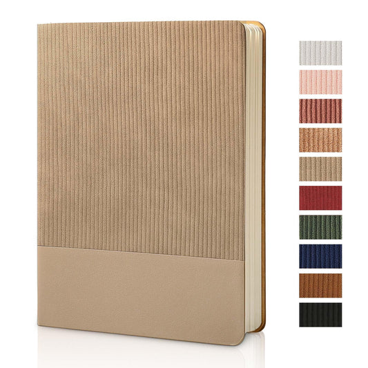 Optima Premium A5 Leather Journal Notebook - 80 Sheets, Khaki