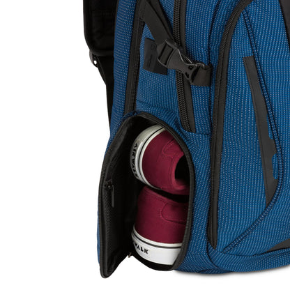 Optima Tech Elite 16” Laptop Backpack - USB, Travel-Ready, Black/Blue