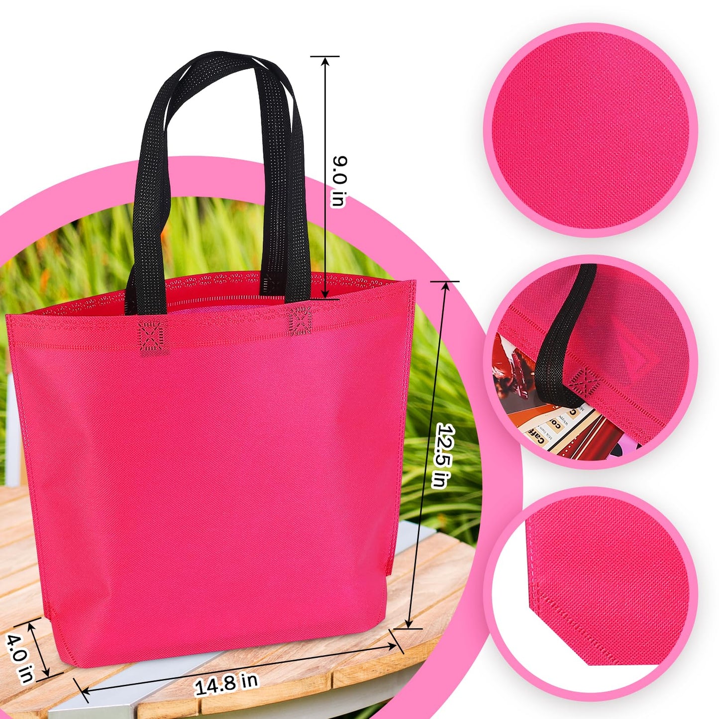 Optima Premium 36-Pack Reusable Tote Bags - Multipurpose & Colorful