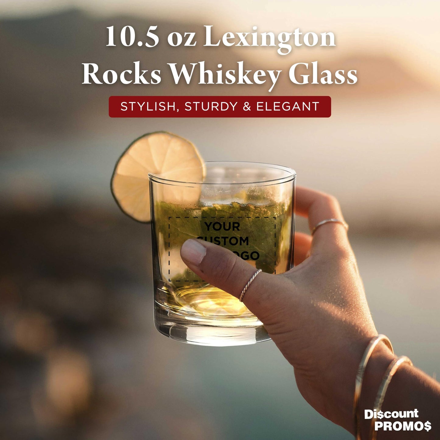 Optima Custom Whiskey Glass Set - 10.5 oz, 96 Pieces, Clear