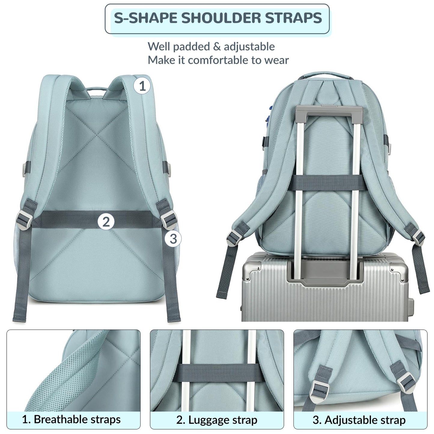 Optima Premium Multi-Pocket Travel Backpack - 15.6" Laptop Compartment
