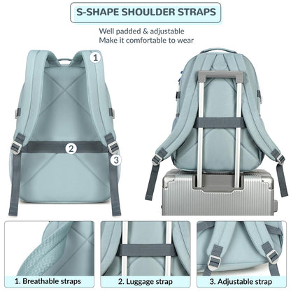 Optima Premium Multi-Pocket Travel Backpack - 15.6" Laptop Compartment