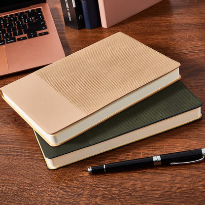 Optima Premium A5 Leather Journal Notebook - 80 Sheets, Khaki