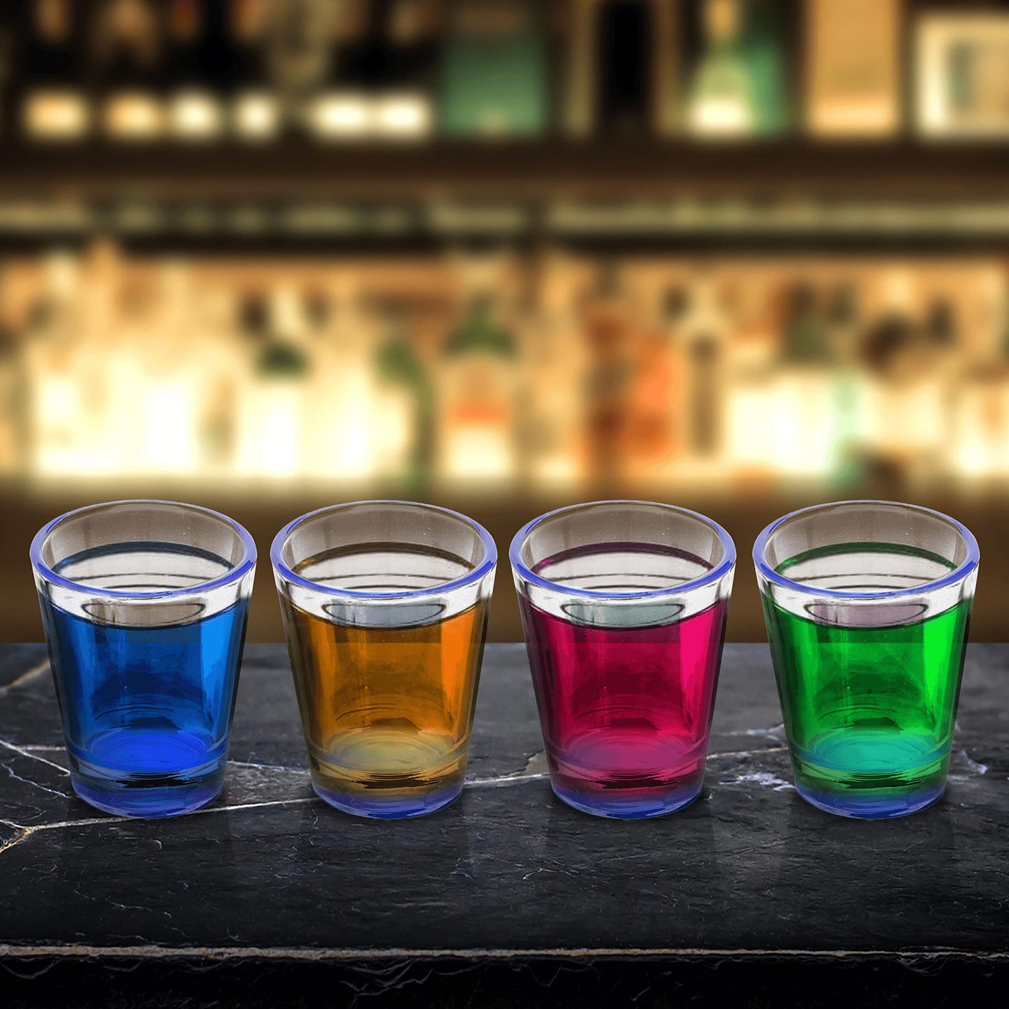 Optima Premium Shot Glasses Set - 1.75 oz, 10-Pack, Blue Bottom