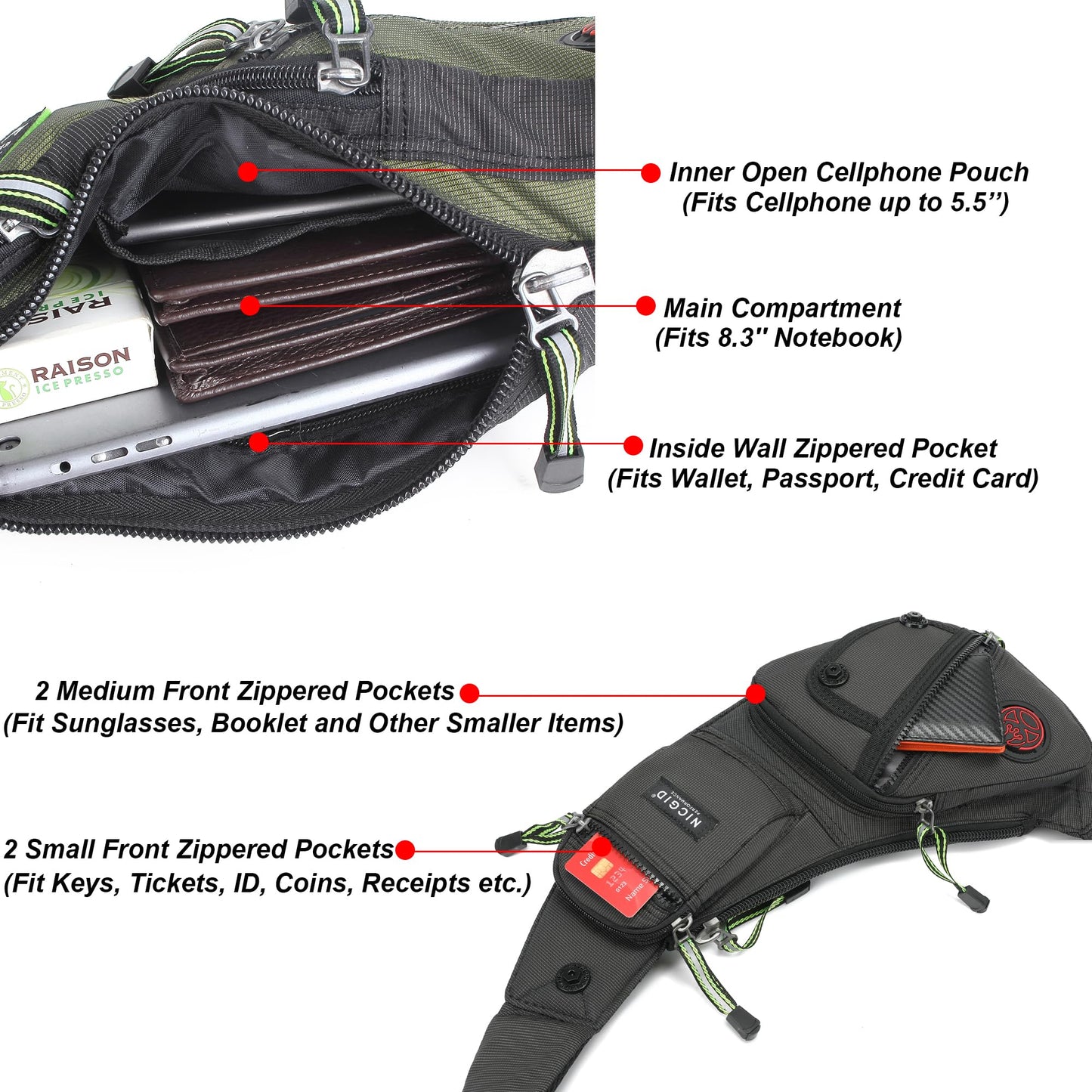Optima Adventure Sling Backpack - Durable Crossbody for Tablets & Hiking