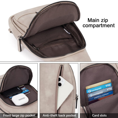 Optima Premium Leather Crossbody Backpack - One Size, Beige & Brown