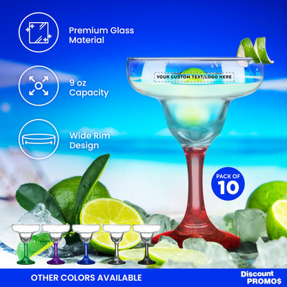 Optima Premium Margarita Glass Set - 10 x 9 oz. Personalized Barware