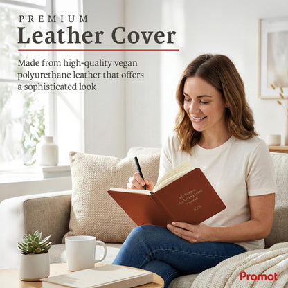 Optima Premium A5 Leather Journal - Custom Name Notebook, 192 Pages
