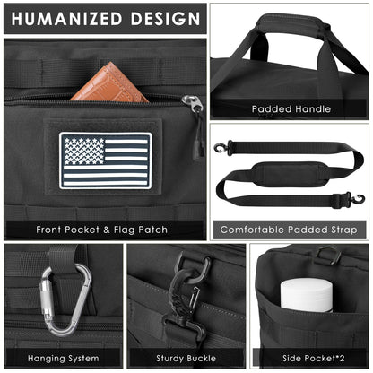 Optima Military Travel Duffel Bag with Shoe Compartment - Black