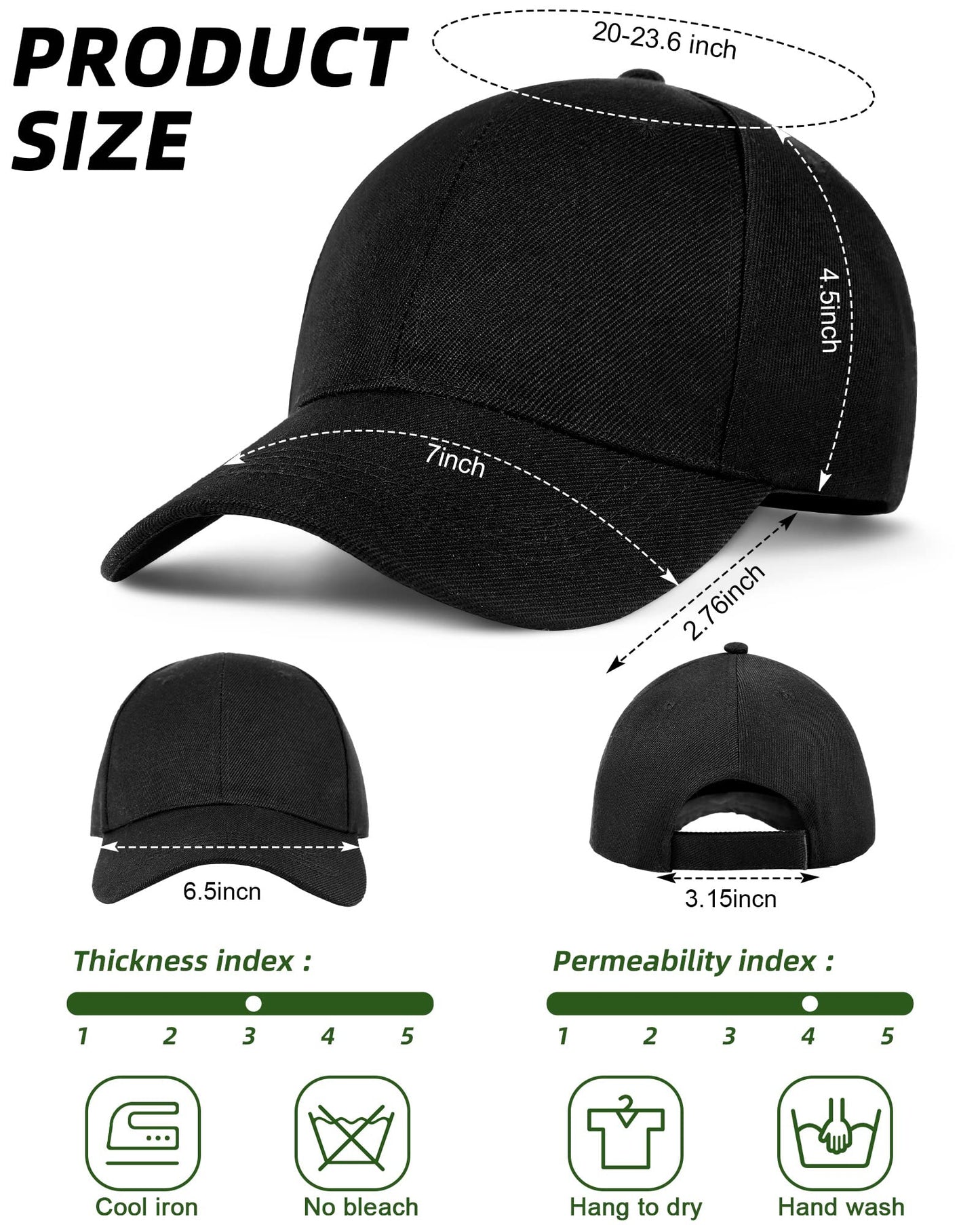 Optima Premium Adjustable Baseball Cap - 36 Pack Sublimation Hats