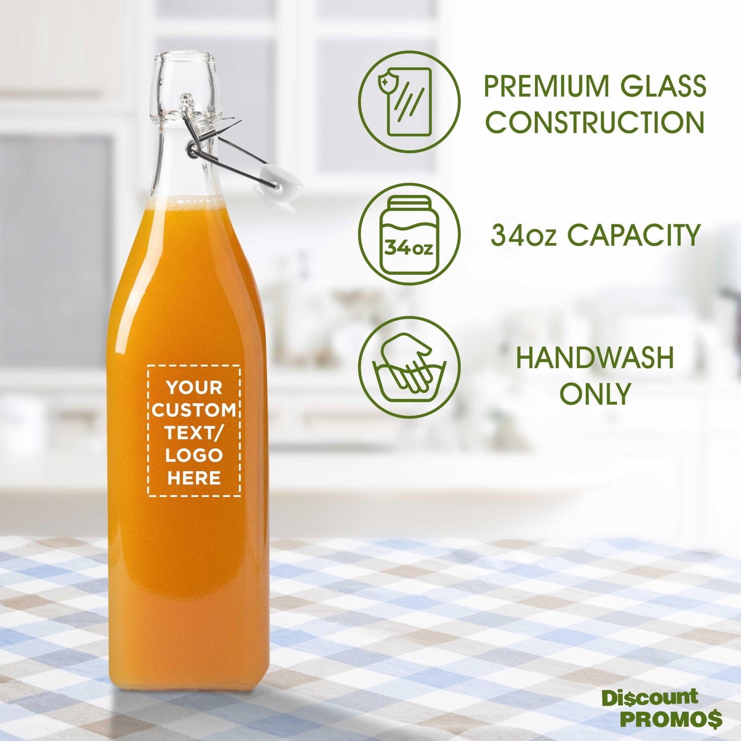 Optima Premium 34 oz. Glass Carafe Water Bottles - 100 Pack