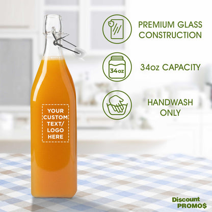 Optima Premium 34 oz. Glass Carafe Water Bottles - 100 Pack