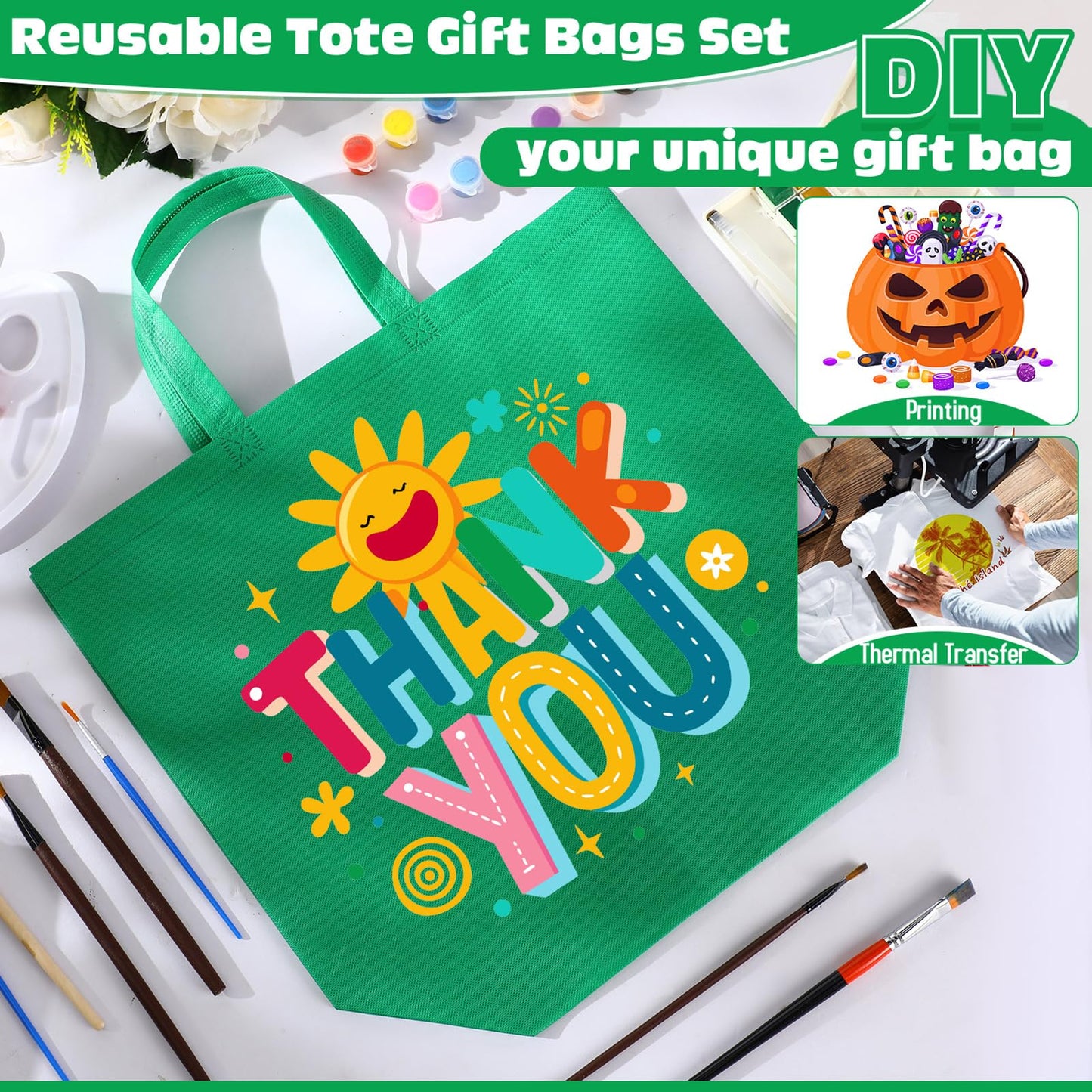 Optima Premium Reusable Tote Bags - 200 Pcs, Non-Woven, 16x6x12 Inch