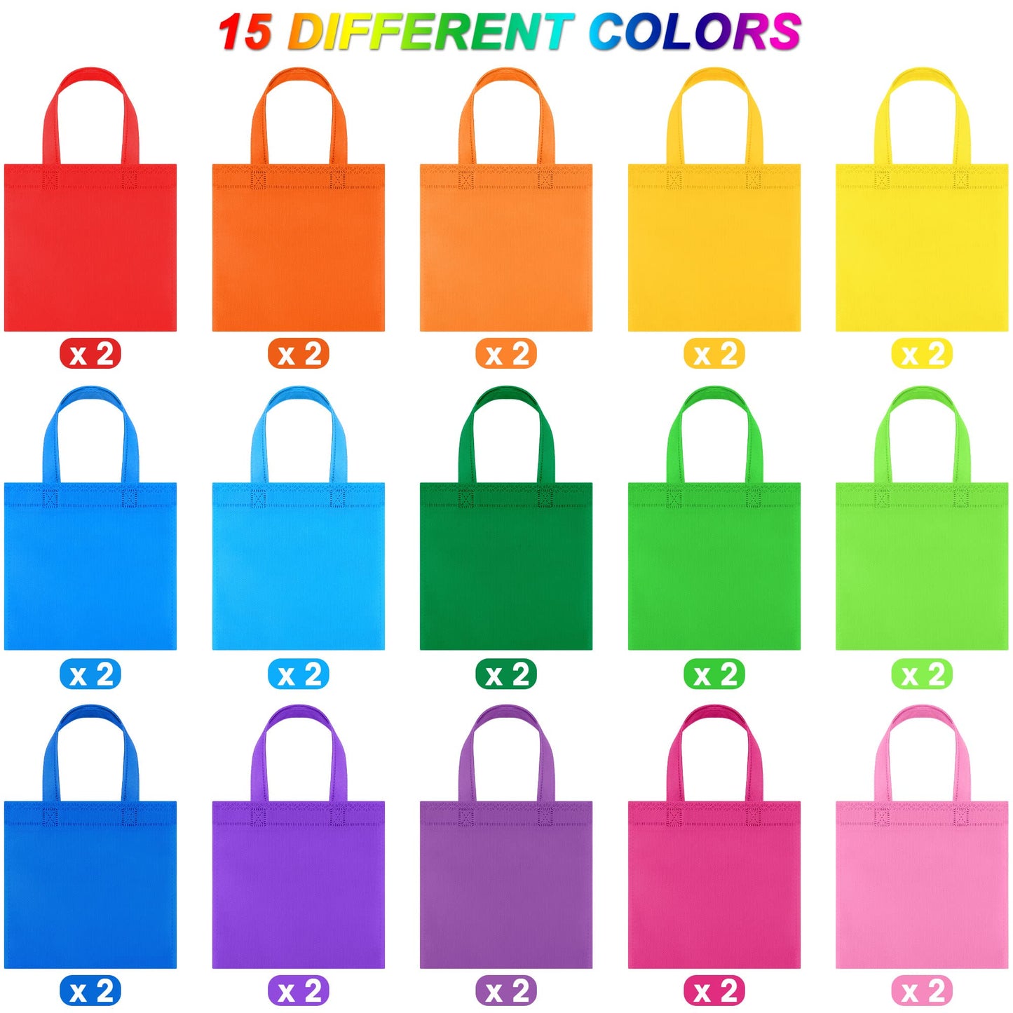 Optima Premium Non-Woven Tote Bags - 30 Pack, 20x20 cm, Reusable