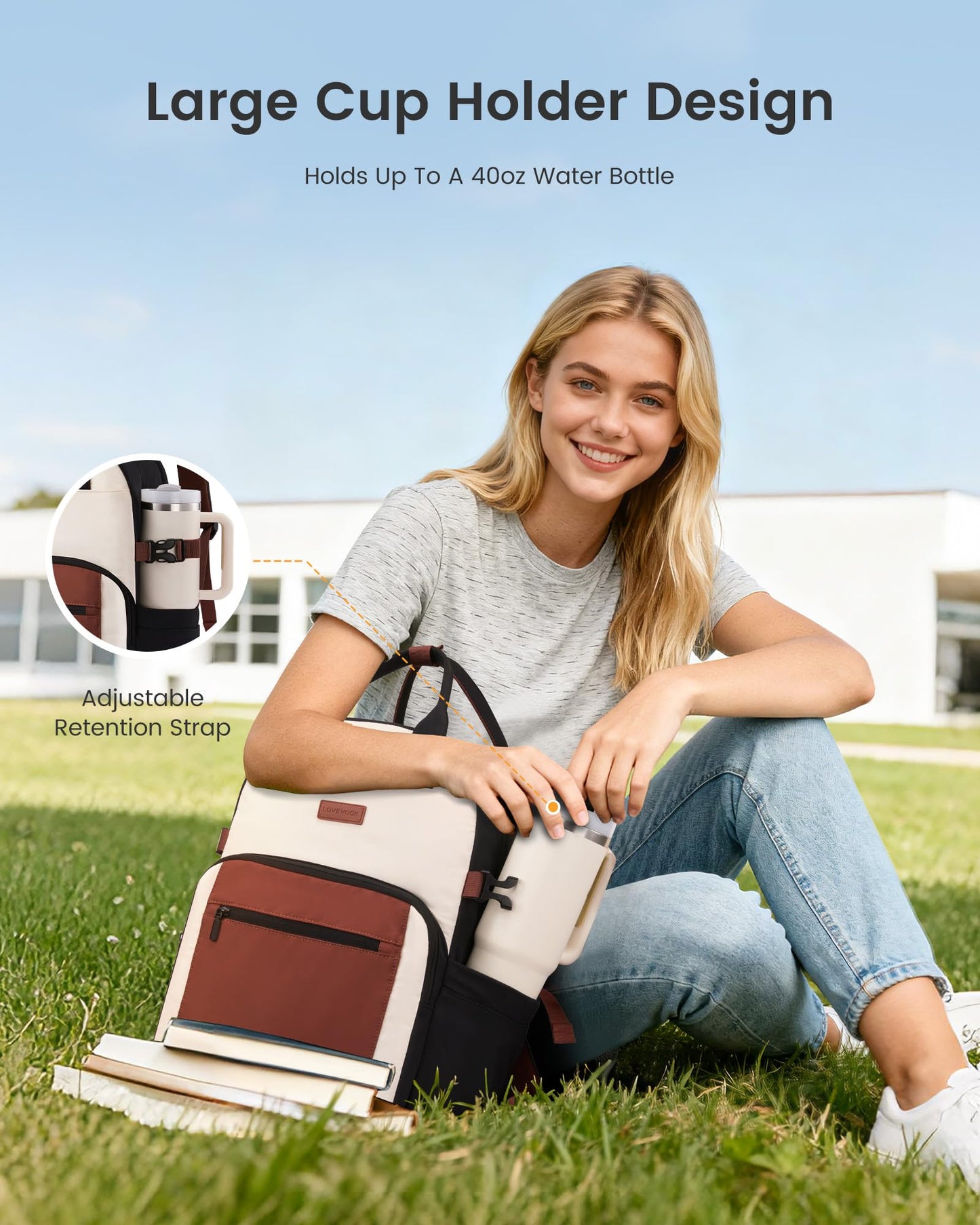 Optima Women's Waterproof Laptop Backpack - 15.6 Inch, Stylish Design