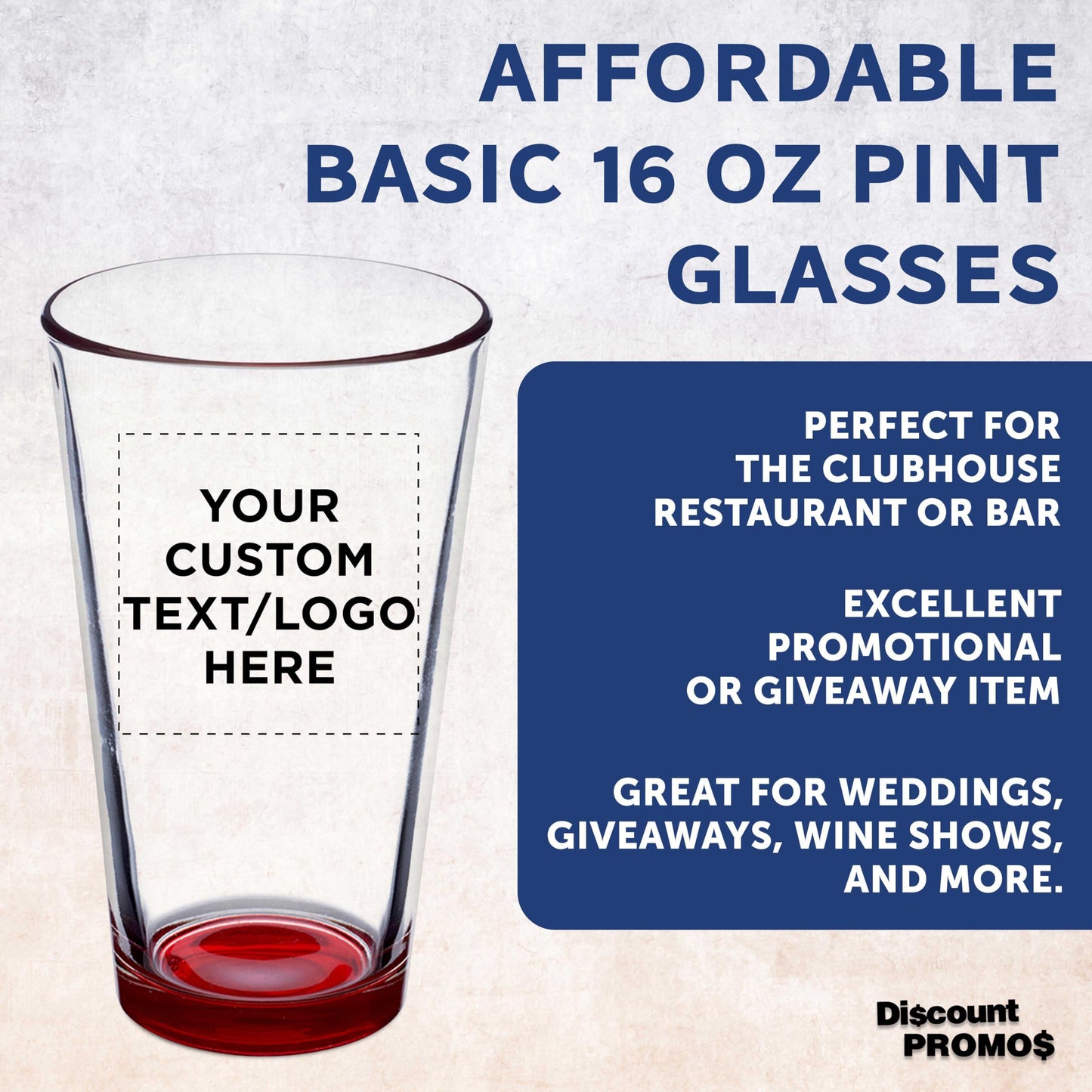 Optima Premium Custom Beer Glasses - 16 oz. Set of 100