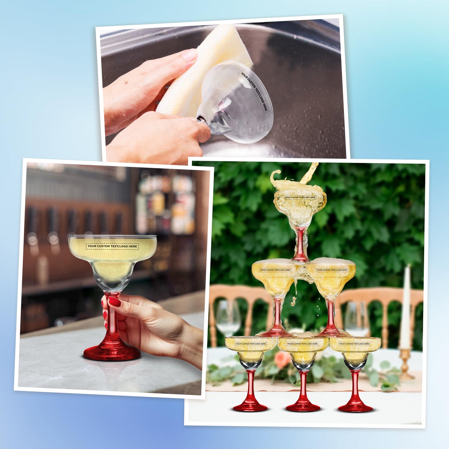 Optima Premium Margarita Glass Set - 10 x 9 oz. Personalized Barware