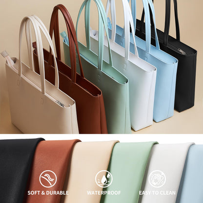 Optima Faux Leather Tote Bag - Stylish Zippered Shoulder Purse