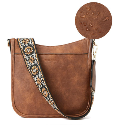 Optima Premium Leather Crossbody Bag with Adjustable Strap - Brown