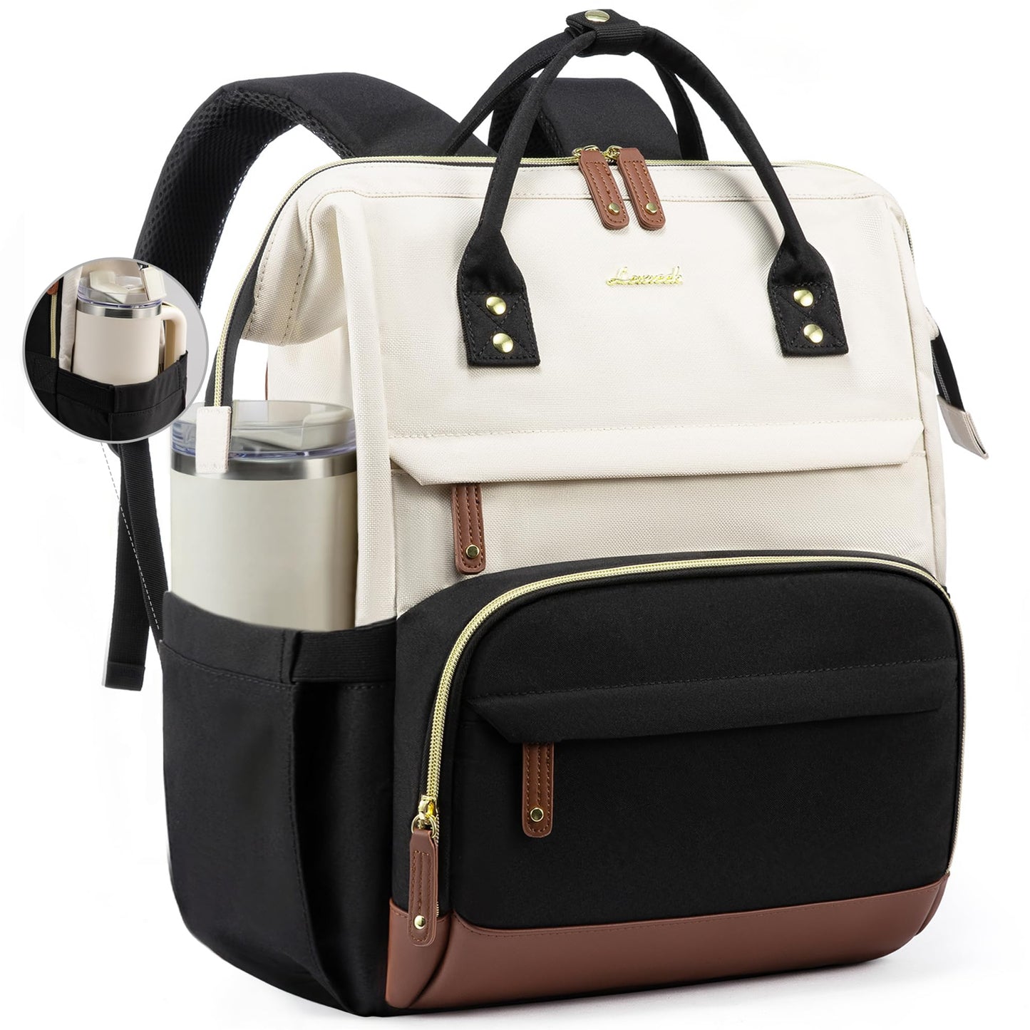 Optima Women's 15.6" Laptop Backpack - Stylish Black-White Design