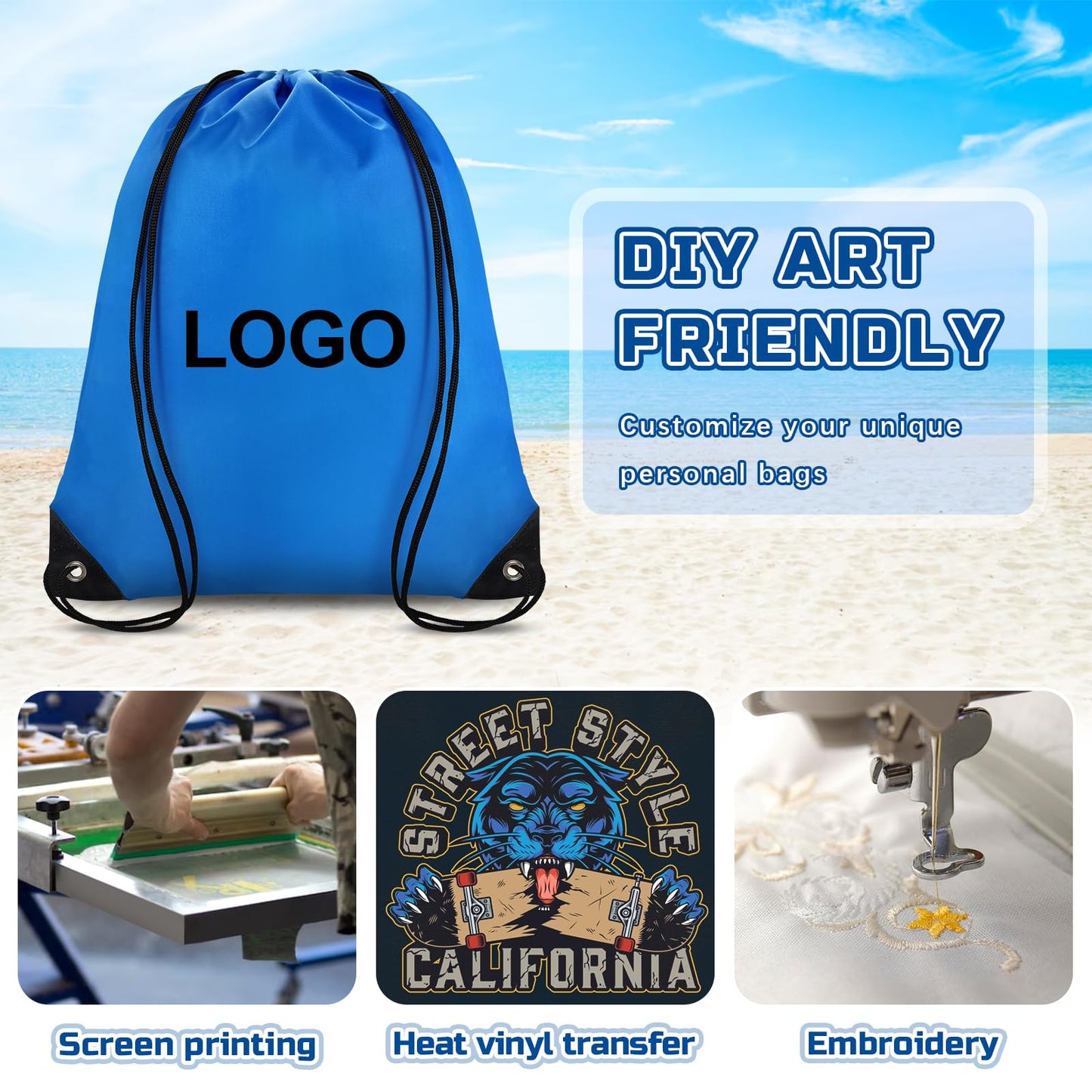 Optima Premium Drawstring Backpack - 42 Pcs, 14 Vibrant Colors