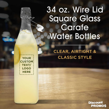 Optima Premium 34 oz. Glass Carafe Water Bottles - 100 Pack