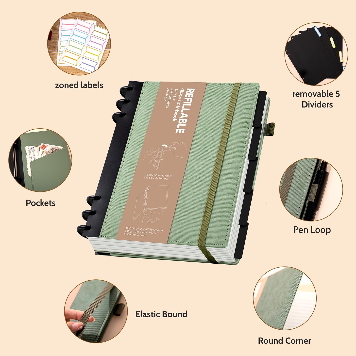 Optima Premium Hardcover Spiral Journal - 224 Pages, 6.3 x 8.7