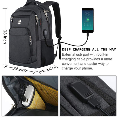 Optima Premium Anti-Theft Laptop Backpack - 15.6 Inch, Water Resistant