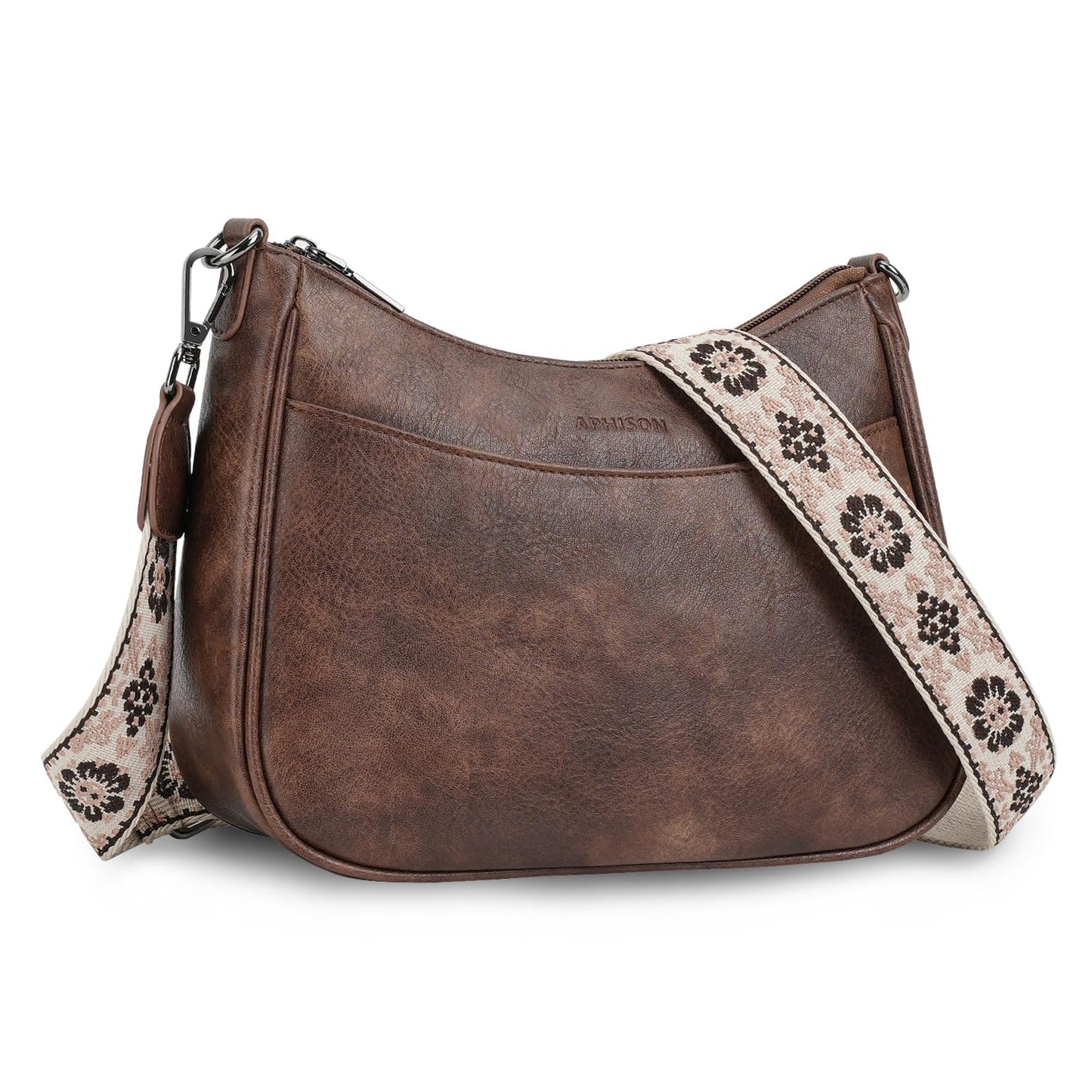 Optima Premium Leather Crossbody Purse - Adjustable Strap, Medium