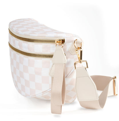 Optima Premium Checkered Nylon Crossbody Bum Bag - Medium Size
