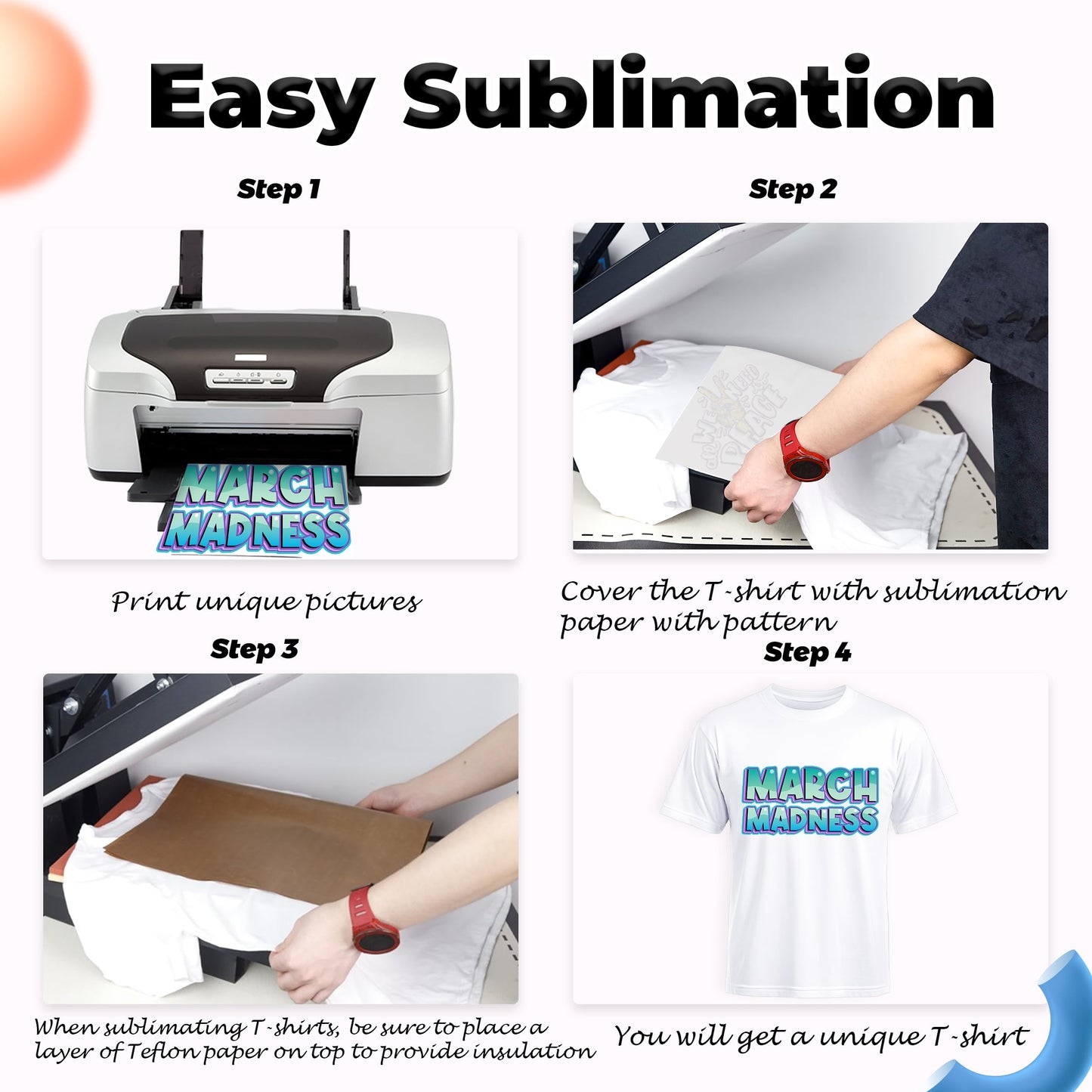 Optima Premium Unisex White T-Shirts - Polyester Sublimation Blanks (5 Pack)