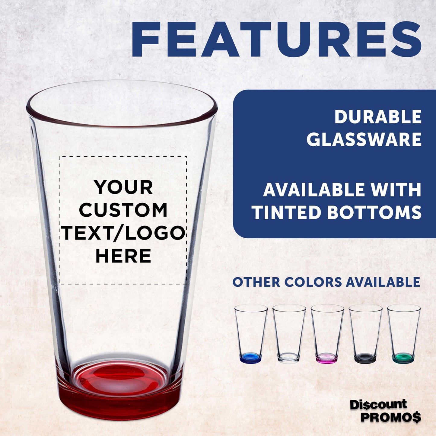 Optima Premium Custom Beer Glasses - 16 oz. Set of 100