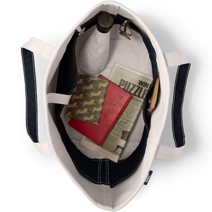 Optima Premium Open Top Canvas Tote Bag - Natural/Black, Medium Size