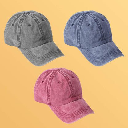 Optima Vintage Washed-Cotton Baseball Caps - Adjustable Unstructured Hats