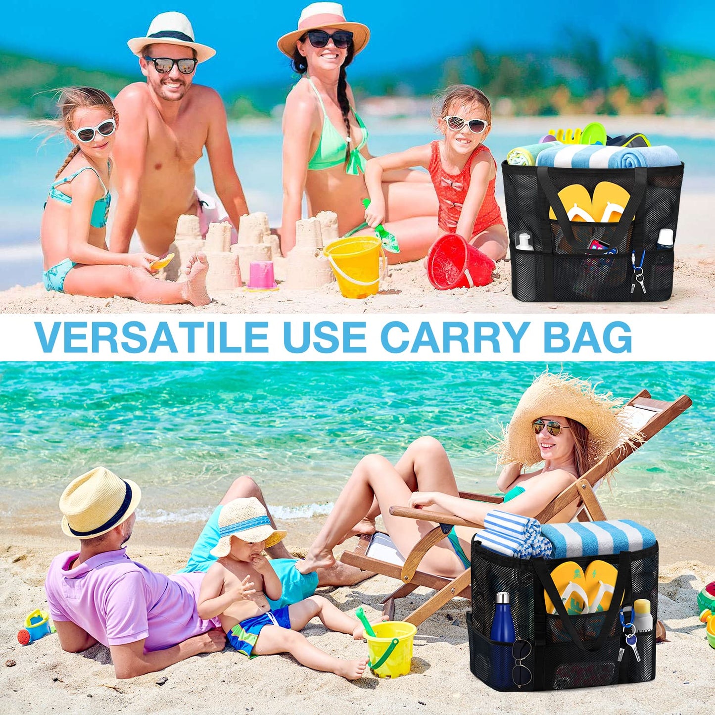 Optima Premium Waterproof Beach Tote Bag - Extra Large, Sandproof