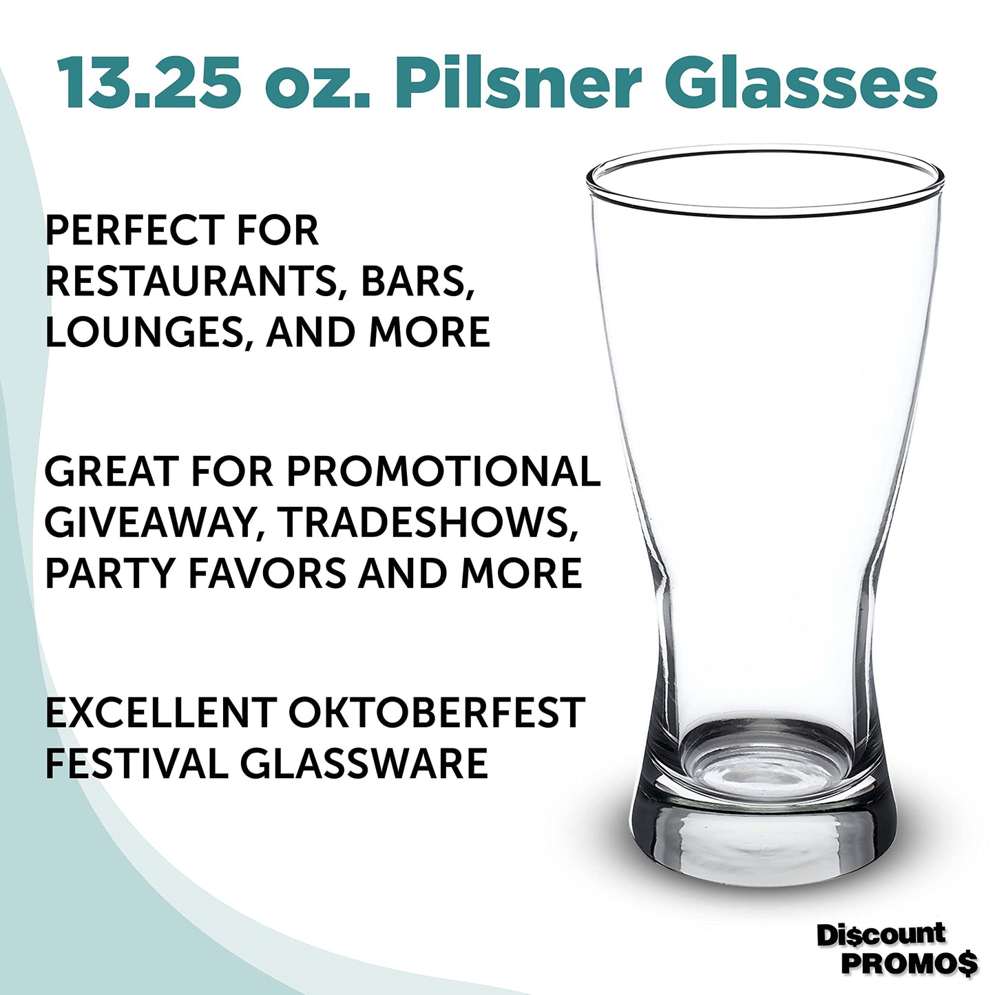Optima Premium Pilsner Glasses - 13.25 oz, Set of 12, Made in USA