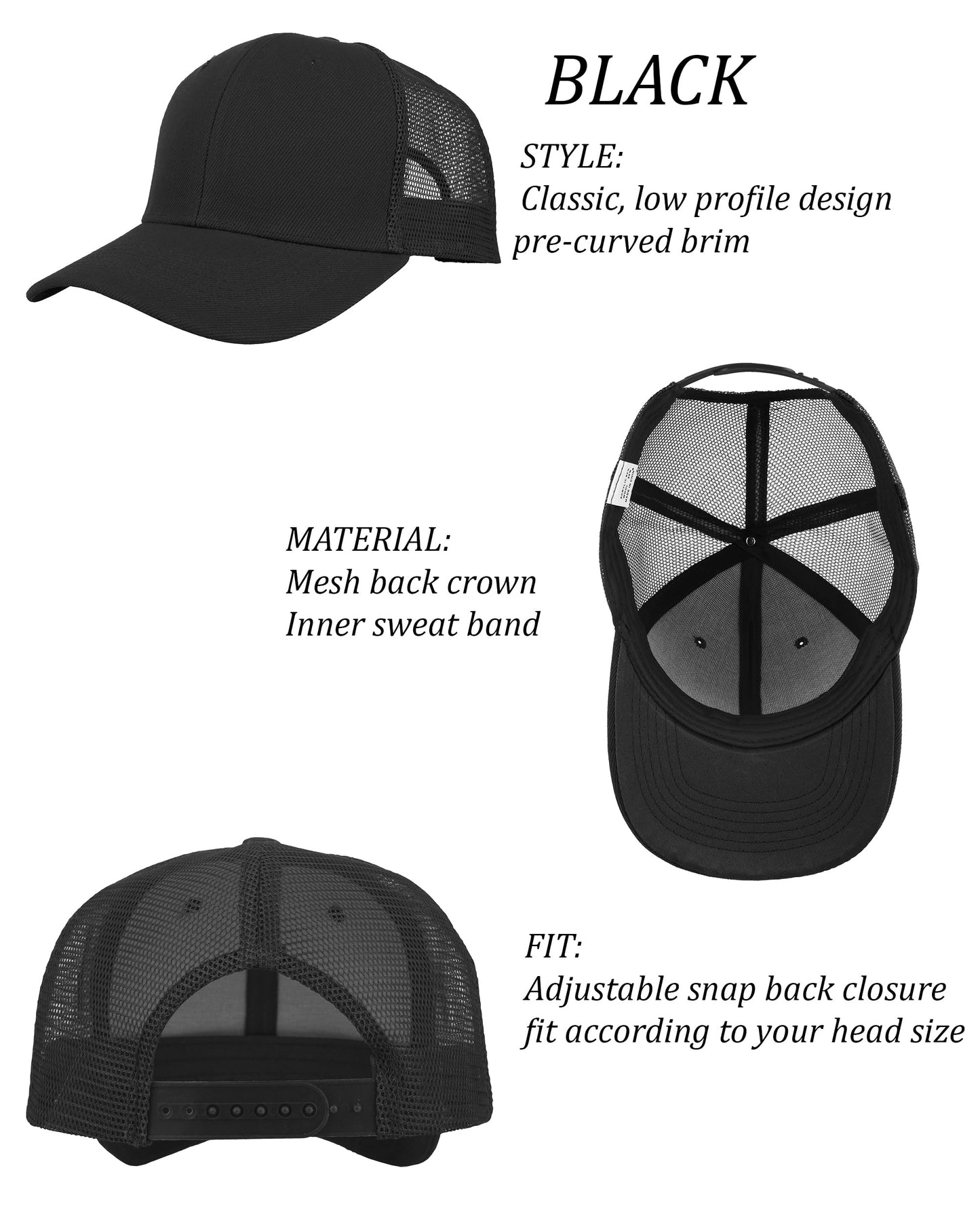 Optima Premium Mesh Trucker Cap - Structured Front, One Size, Black