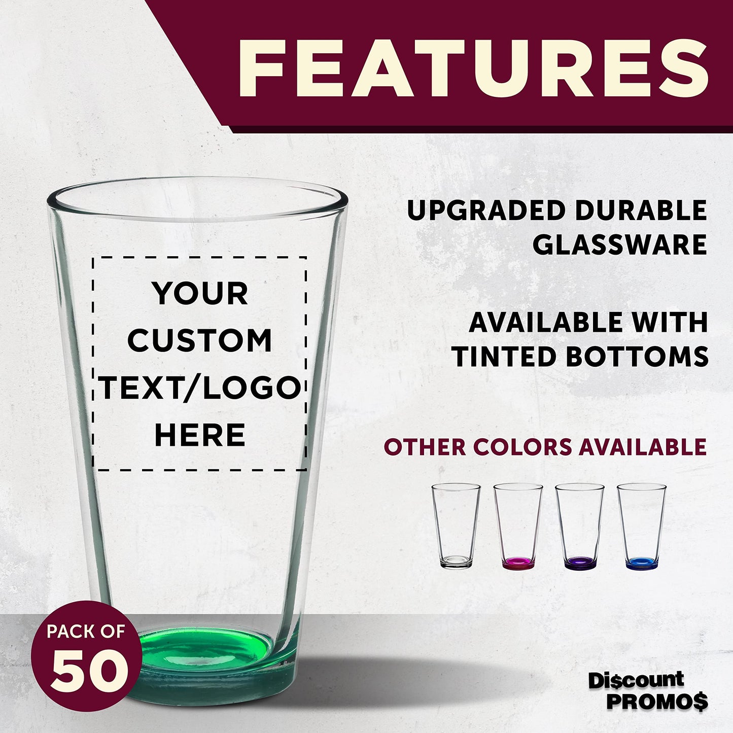 Optima Premium Heavy Duty Beer Pint Glasses - 16 oz, Set of 50