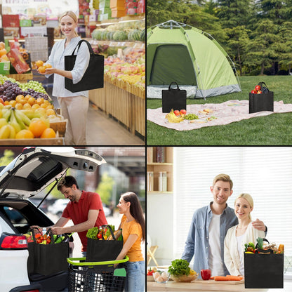 Optima Premium 50-Pack Black Reusable Tote Bags - Non-Woven Material