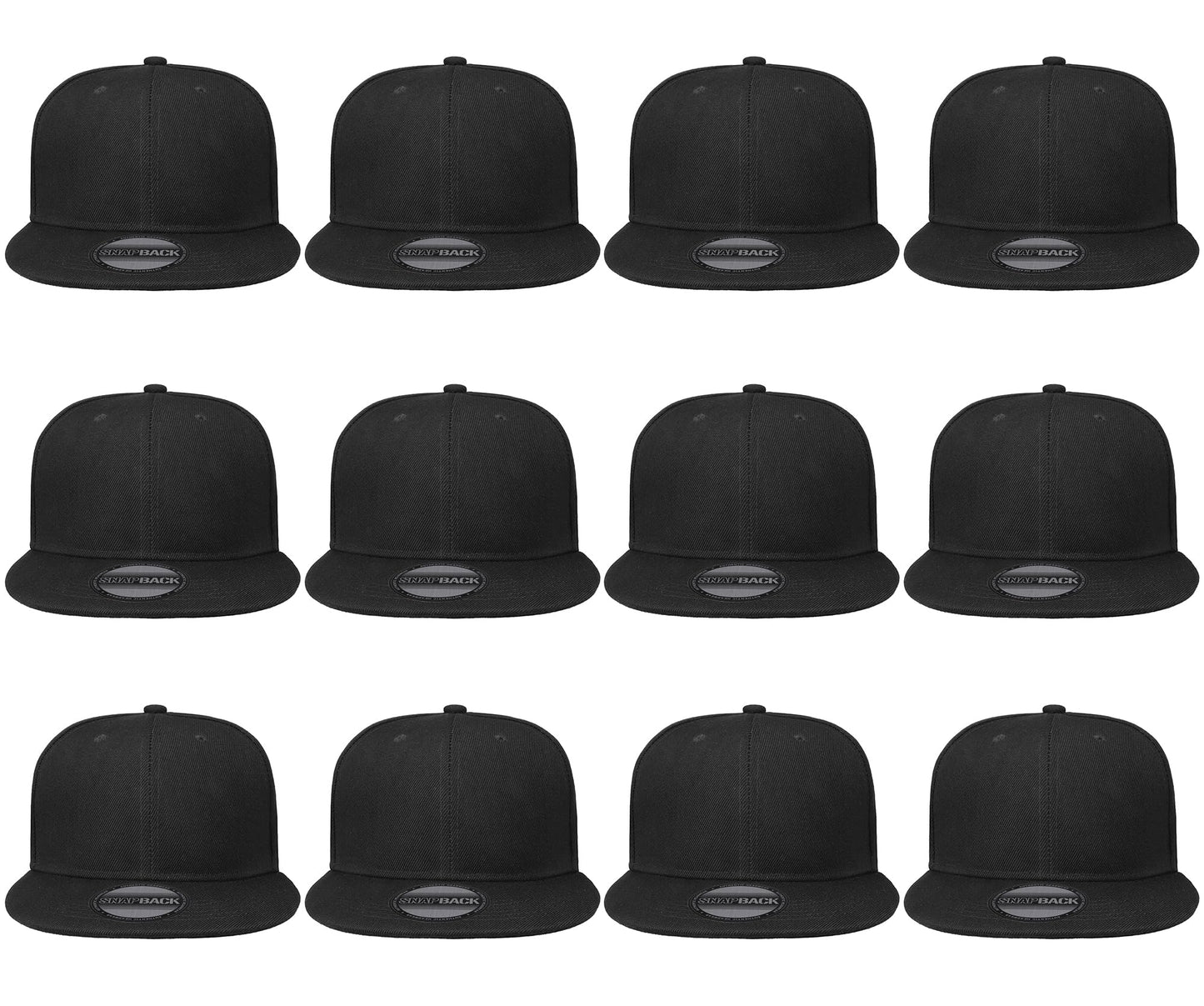 Optima Premium Adjustable Snapback Baseball Caps - 12 Pack