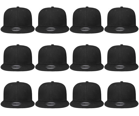 Optima Premium Adjustable Snapback Baseball Caps - 12 Pack