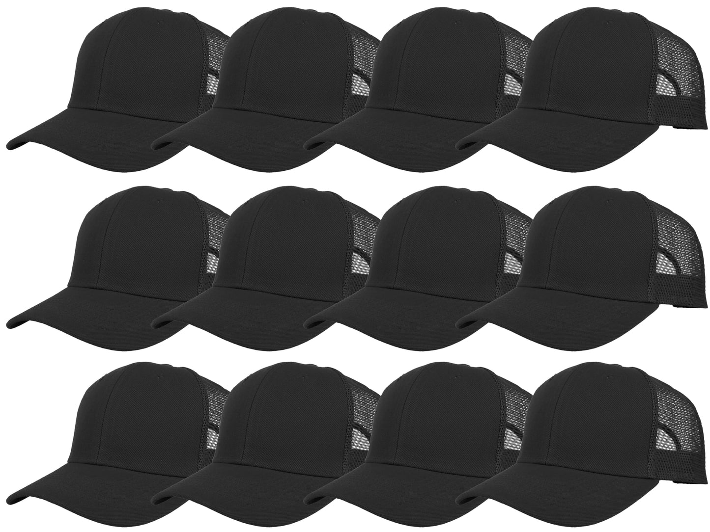 Optima Premium Mesh Trucker Cap - Structured Front, One Size, Black