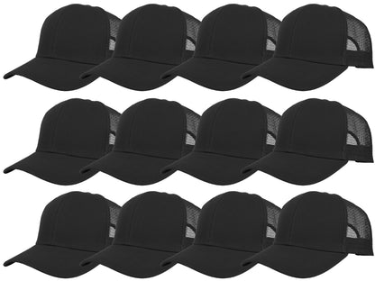 Optima Premium Mesh Trucker Cap - Structured Front, One Size, Black