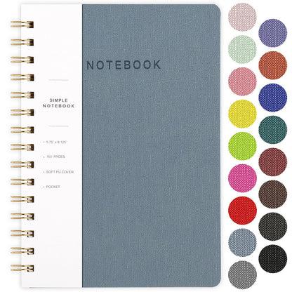 Optima Premium PU Leather Spiral Notebook - 6.10" x 8.19" Journal