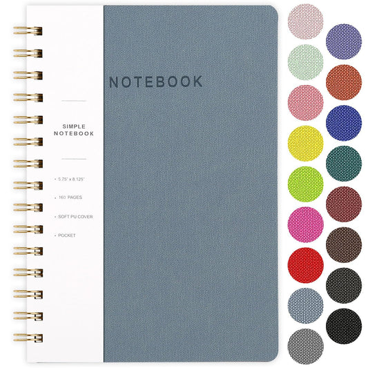 Optima Premium PU Leather Spiral Notebook - 6.10" x 8.19" Journal